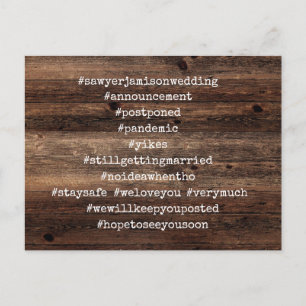 Postal Tu top 12 de hashtags Rustic Wood pospuso Boda