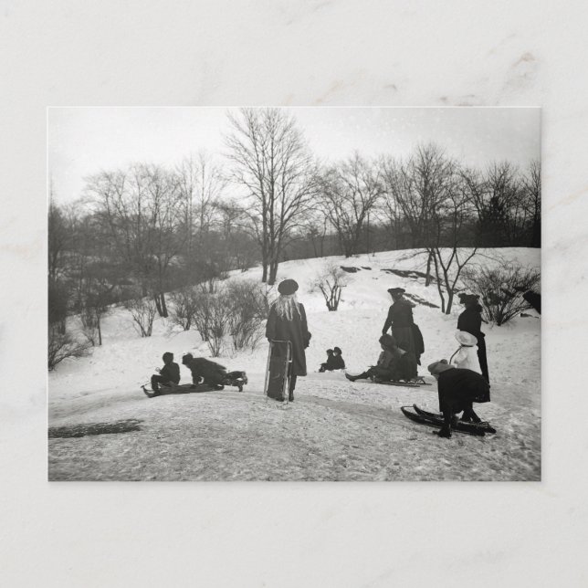 Postal Tubing en Central Park, 1906 (Anverso)