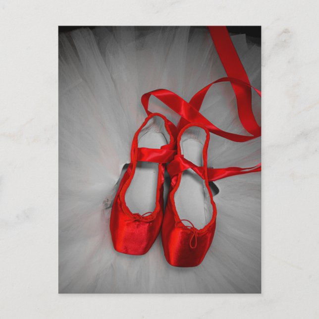 Postal Tubo blanco con zapatos de ballet rojo Postcard (Anverso)