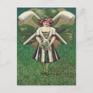 Postal Tubo de arcilla de trébol de mujer