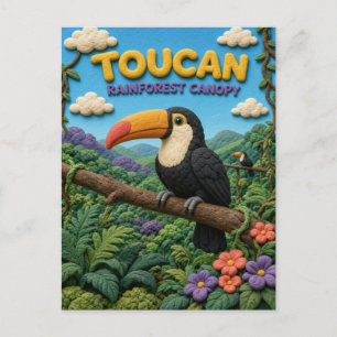 Postal Tucán, Arte de Arcilla en la Copa del Bosque Lluvi