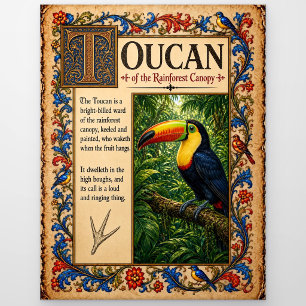 Postal Tucán, Arte de Bestiario Medieval