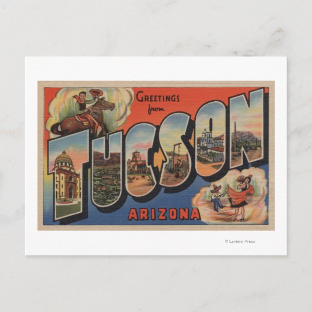 Postal Tucson, Arizona - Escenas de letras grandes (Anverso)