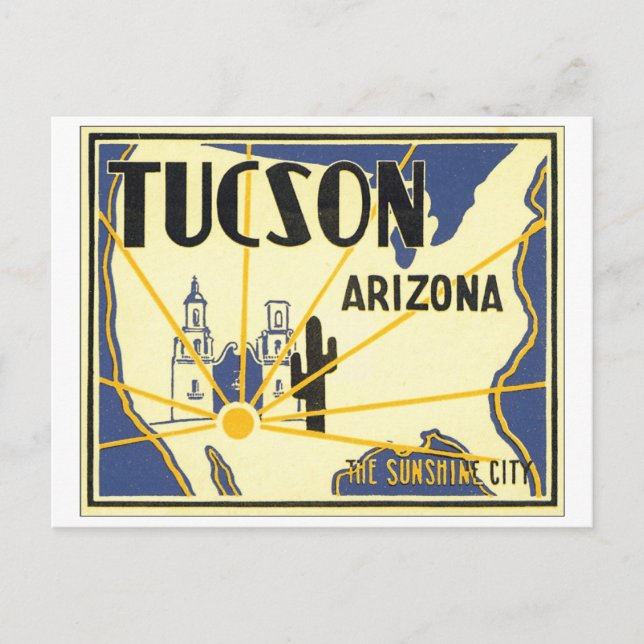 Postal Tucson, Arizona, La ciudad del sol (Anverso)