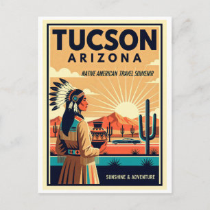 Postal TUCSON AZ Arte Nativo Americano Retro Viajes 1950s