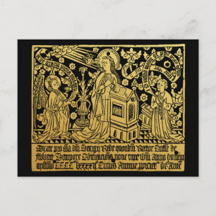 Postal Tudor Brass Rubbing Anunciación Mary Angel