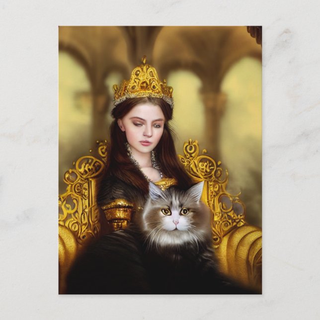 Postal Tudor princesa con su gato (Anverso)