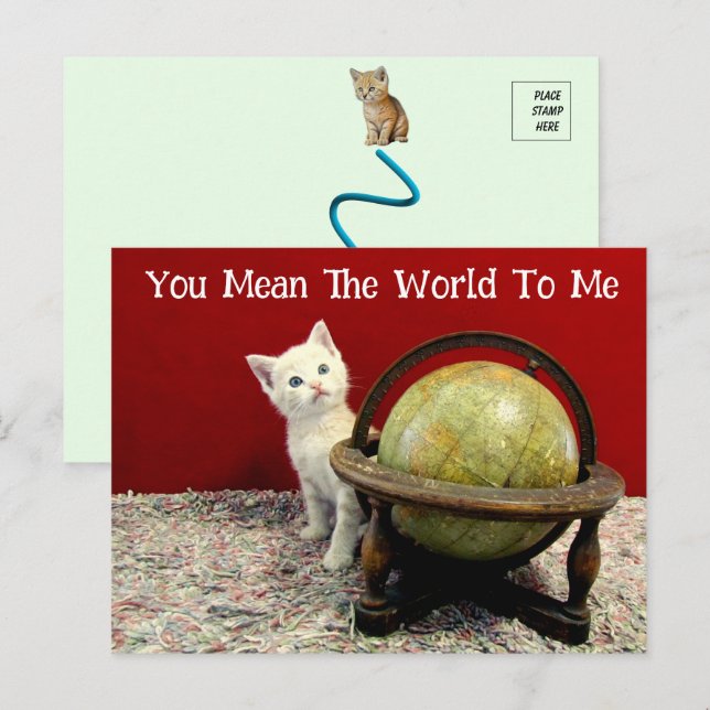 Postal Tuffy McDuff Cat / Mundo Personalizado de Kitten (Anverso / Reverso)