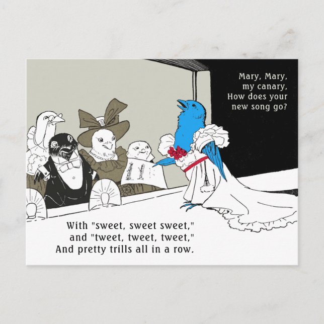 Postal Tuiteando pájaro azul c.1900 Madre ganso salvaje C (Anverso)