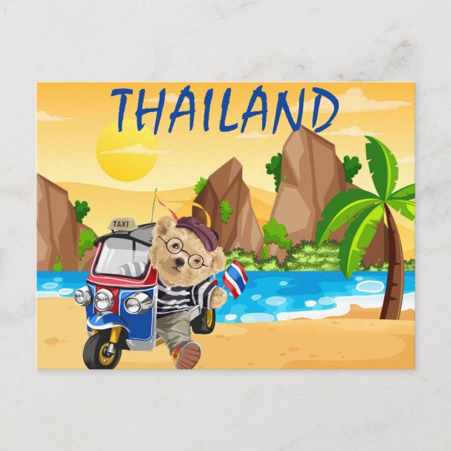Postal Tuk Tuk Tuk Cute Bear Thailand Beach (Anverso)