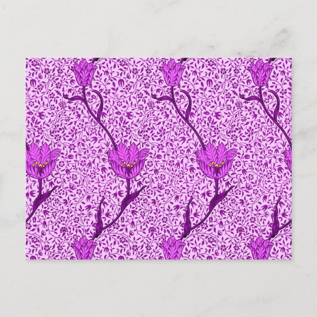 Postal Tulip Damasco, violeta y orquídea de Art Nouveau (Anverso)
