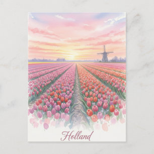 Postal Tulip Fields Windmill Holanda