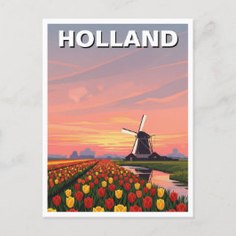 Postal Tulip Fields Windmill Holanda