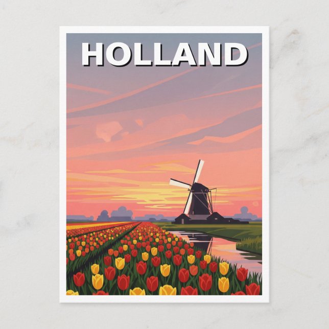 Postal Tulip Fields Windmill Holanda (Anverso)