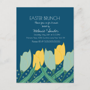 Postal Tulip Floral Cena de Pascua Brunch Familia Azul