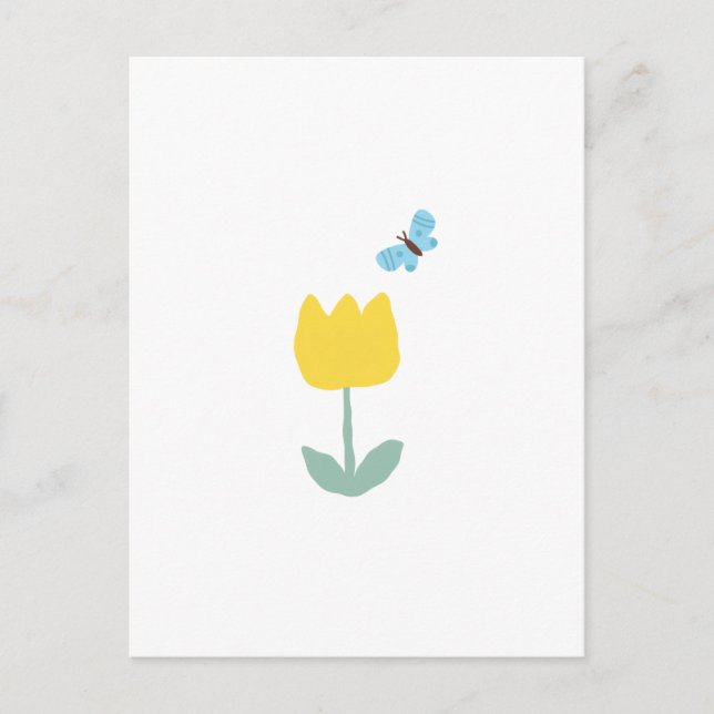 Postal tulip flowers butterfly dear mom (Anverso)
