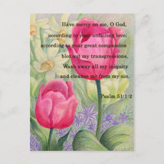 Postal Tulipán de flor y escritura