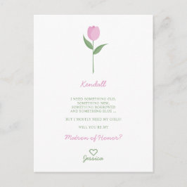 Postal Tulipán Rosa Minimalista para Propuesta de Dama de