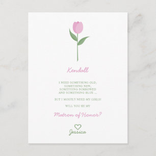 Postal Tulipán Rosa Minimalista para Propuesta de Dama de