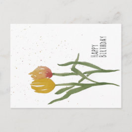 Postal Tulipanes al acuarela - Feliz Cumpleaños