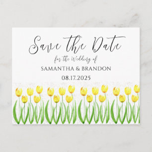 Postal Tulipanes amarillos flores Acuarela Floral Rústico