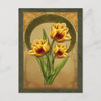 Postal Tulipanes Art Deco