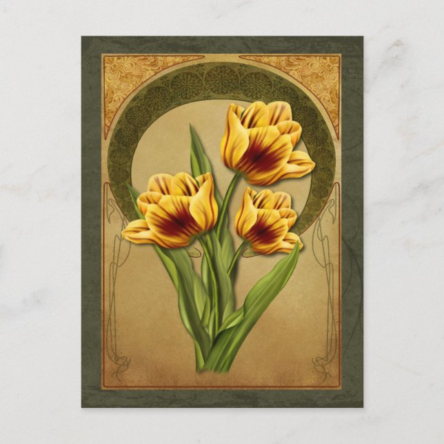 Postal Tulipanes Art Deco (Anverso)