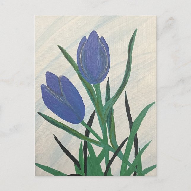 Postal Tulipanes azules (Anverso)