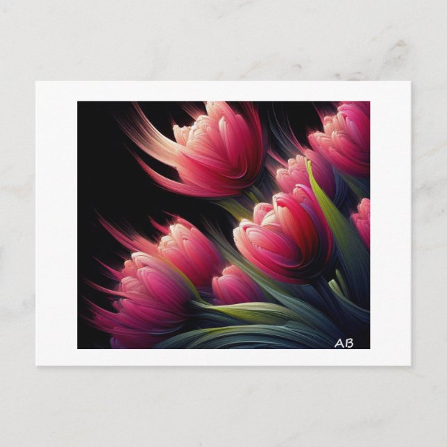 Postal Tulipanes contra negro, (Anverso)