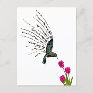 Postal Tulipanes de colibrí de oración inspiradora