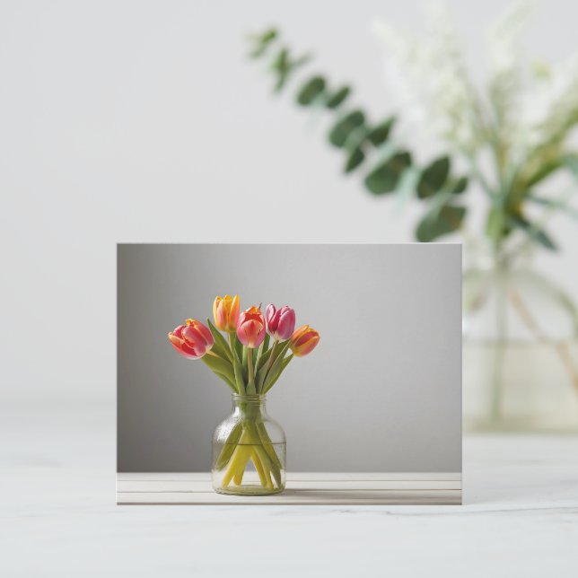 Postal Tulipanes de primavera para el Día de San Valentín (Anverso de pie)