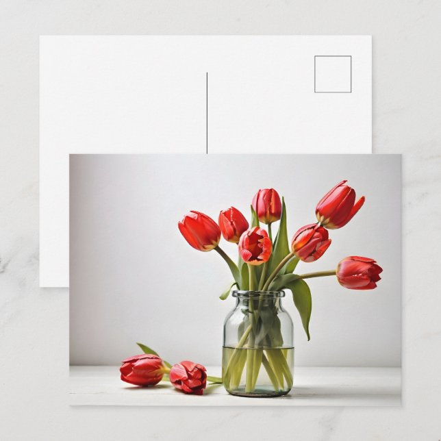 Postal Tulipanes de primavera para el Día de San Valentín (Anverso / Reverso)