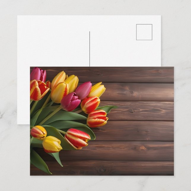 Postal Tulipanes de primavera para el Día de San Valentín (Anverso / Reverso)