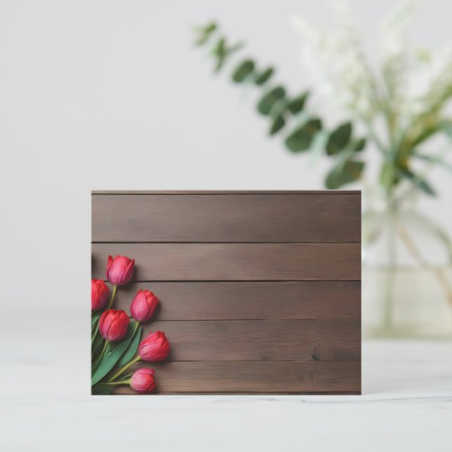 Postal Tulipanes de primavera para el Día de San Valentín (Anverso de pie)