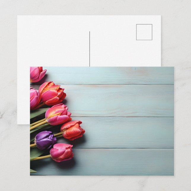 Postal Tulipanes de primavera para el Día de San Valentín (Anverso / Reverso)