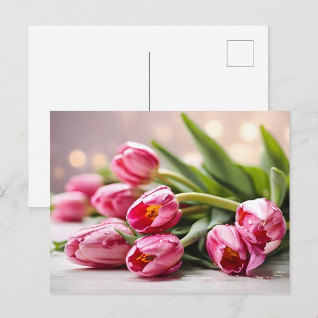 Postal Tulipanes de primavera para el Día de San Valentín (Anverso / Reverso)