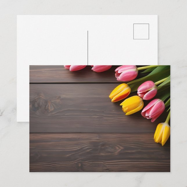 Postal Tulipanes de primavera para el Día de San Valentín (Anverso / Reverso)