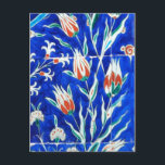 Postal Tulipanes en azul<br><div class="desc">La tradicional cerámica de origen turco. Foto de color del palacio Topkapi en Estambul,  Turquía</div>