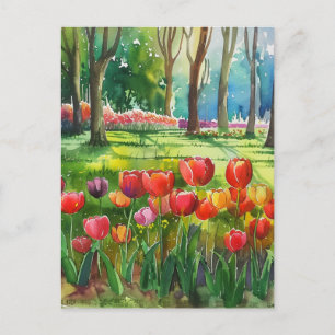 Postal Tulipanes en el parque