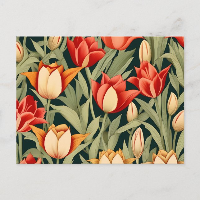 Postal Tulipanes Florales Modernos Vibrantes (Anverso)