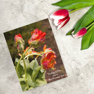 Postal Tulipanes Naranja Loro Pensando En Ti