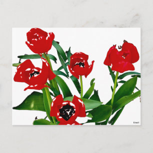 Postal Tulipanes Rojos Brillantes