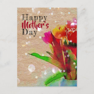 Postal Tulips acuarela Bouquet Feliz Día de la Madre