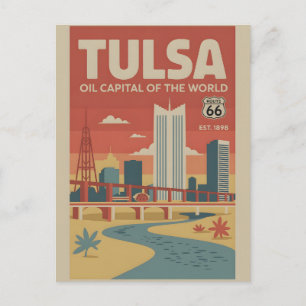 Postal Tulsa Antiguo Oklahoma Capital Petrolera del Mundo