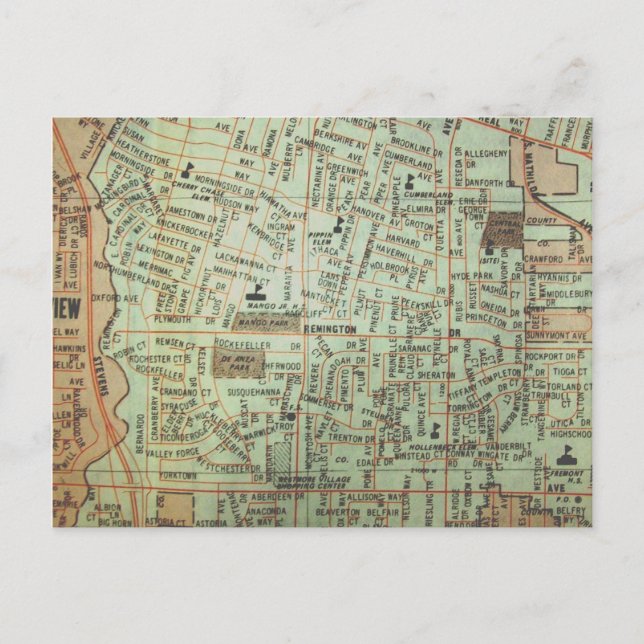 Postal Tulsa, OK Mapa Vintage (Anverso)
