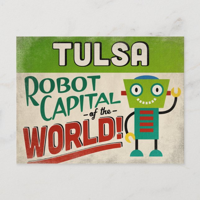 Postal Tulsa Oklahoma Robot - Graciosa cosecha (Anverso)