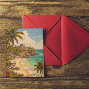 Postal Tulum México Destino de Playa Retro