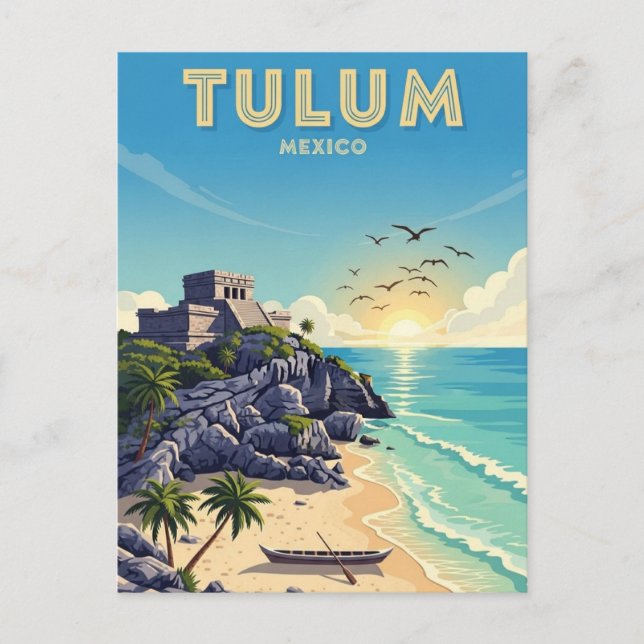 Postal Tulum Mexico Watercolor (Anverso)