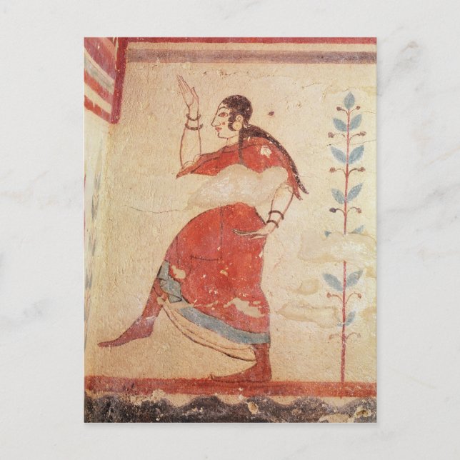 Postal Tumba de los acróbatas, detalle de un bailarín (Anverso)
