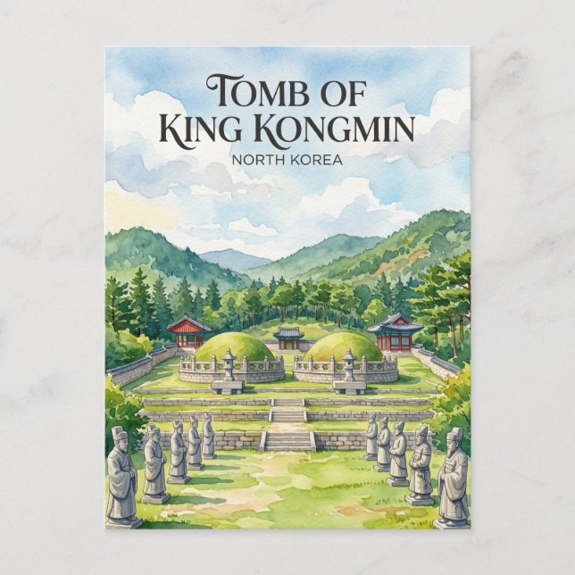 Postal Tumba del Rey Kongmin Corea del Norte (Anverso)